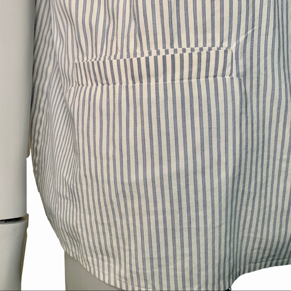 THEORY Poplin Blue & White Striped Scoop Neck Short Sleeve Blouse Size Small - Picture 9 of 16